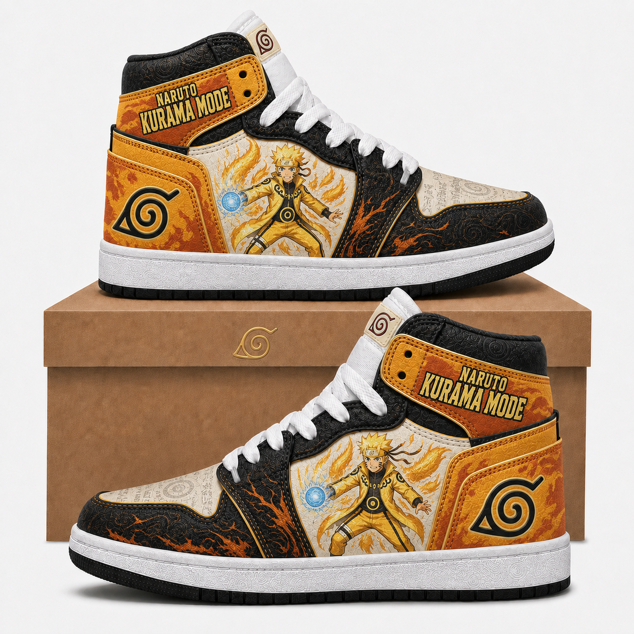 Uzumaki Naruto High Top Sneakers — Naruto Shippuden Inspired Fan Shoes - Custom Fan Apparel Image 2