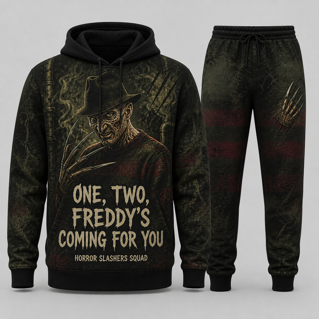 Freddy Krueger Horror Slashers Squad hoodie and pants set