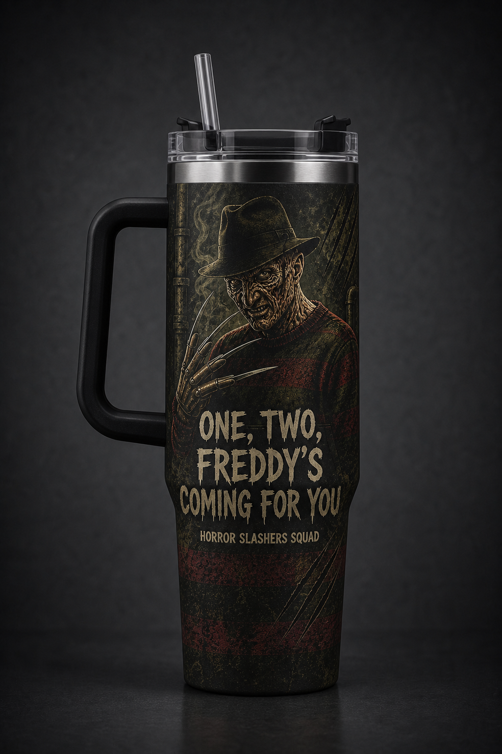Freddy Krueger Horror Slashers Squad 40oz tumbler with handle