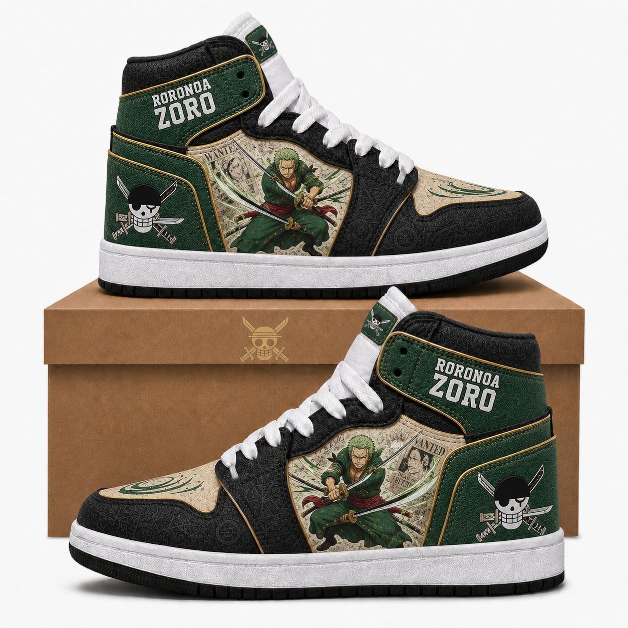 Monster Trio (Luffy, Zoro, Sanji) High Top Sneakers — One Piece Inspired Fan Shoes - Custom Fan Apparel Image 8