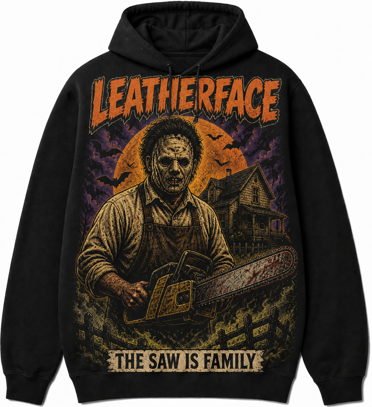 Leatherface Horror Slashers Squad black comic Halloween hoodie