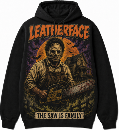 Leatherface Horror Slashers Squad black comic Halloween hoodie