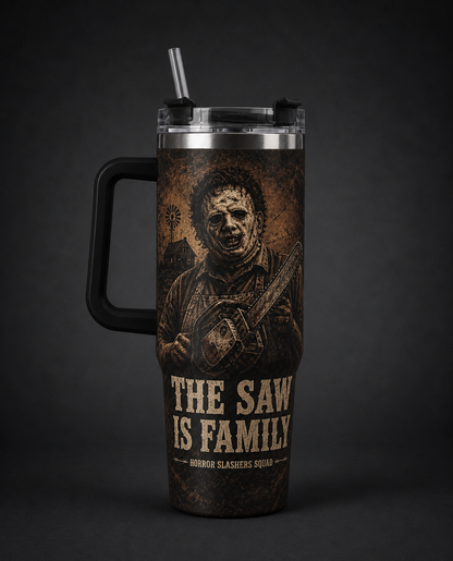 Leatherface Horror Slashers Squad 40oz tumbler with handle