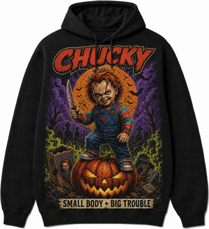 Chucky Horror Slashers Squad black comic Halloween hoodie