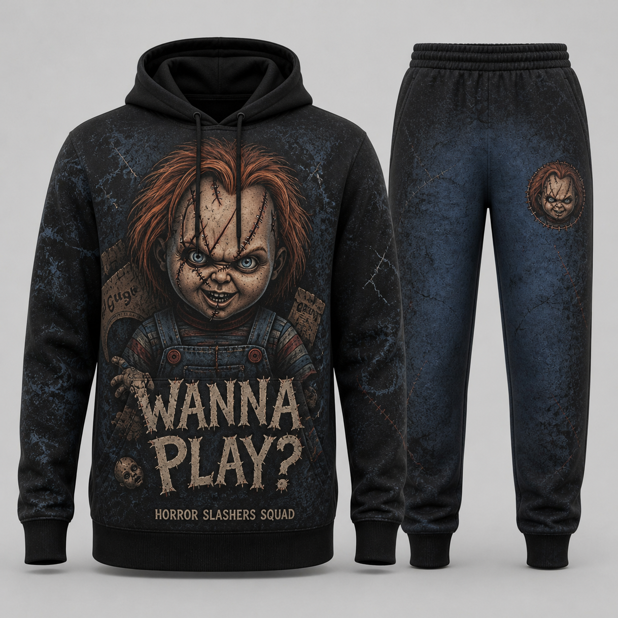 Chucky Horror Slashers Squad hoodie and pants set