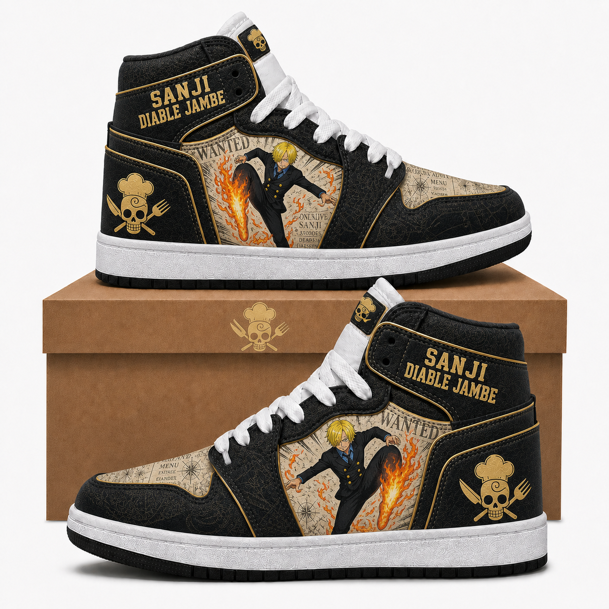Monster Trio (Luffy, Zoro, Sanji) High Top Sneakers — One Piece Inspired Fan Shoes - Custom Fan Apparel Image 7