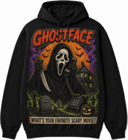 Ghostface Horror Slashers Squad black comic Halloween hoodie