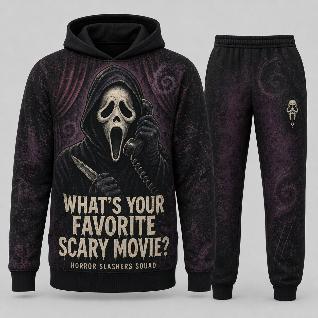 Ghostface Horror Slashers Squad hoodie and pants set