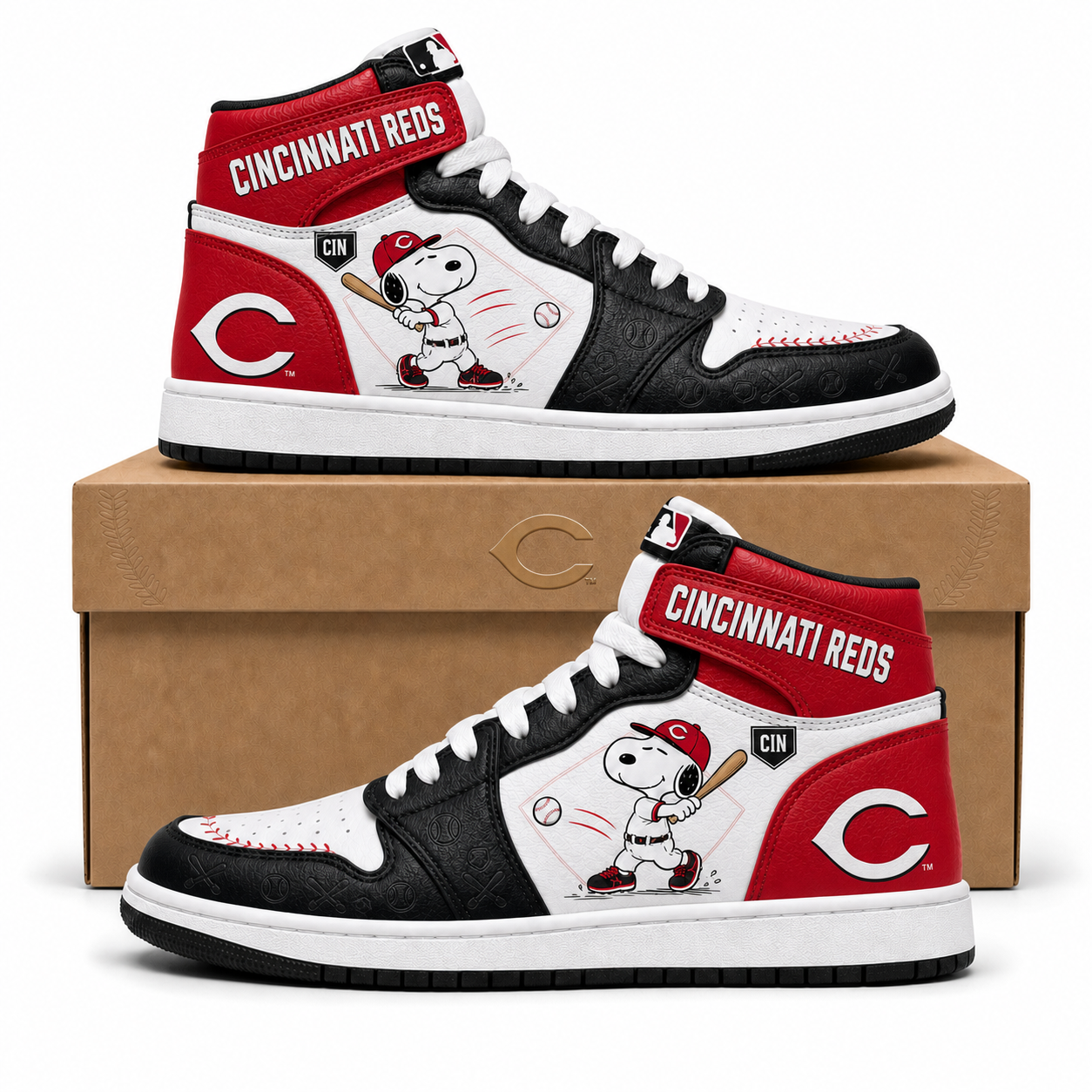 Snoopy MLB Baseball High Top Sneakers (Edition 3) | All 30 Teams Available - Custom Fan Apparel Image 8