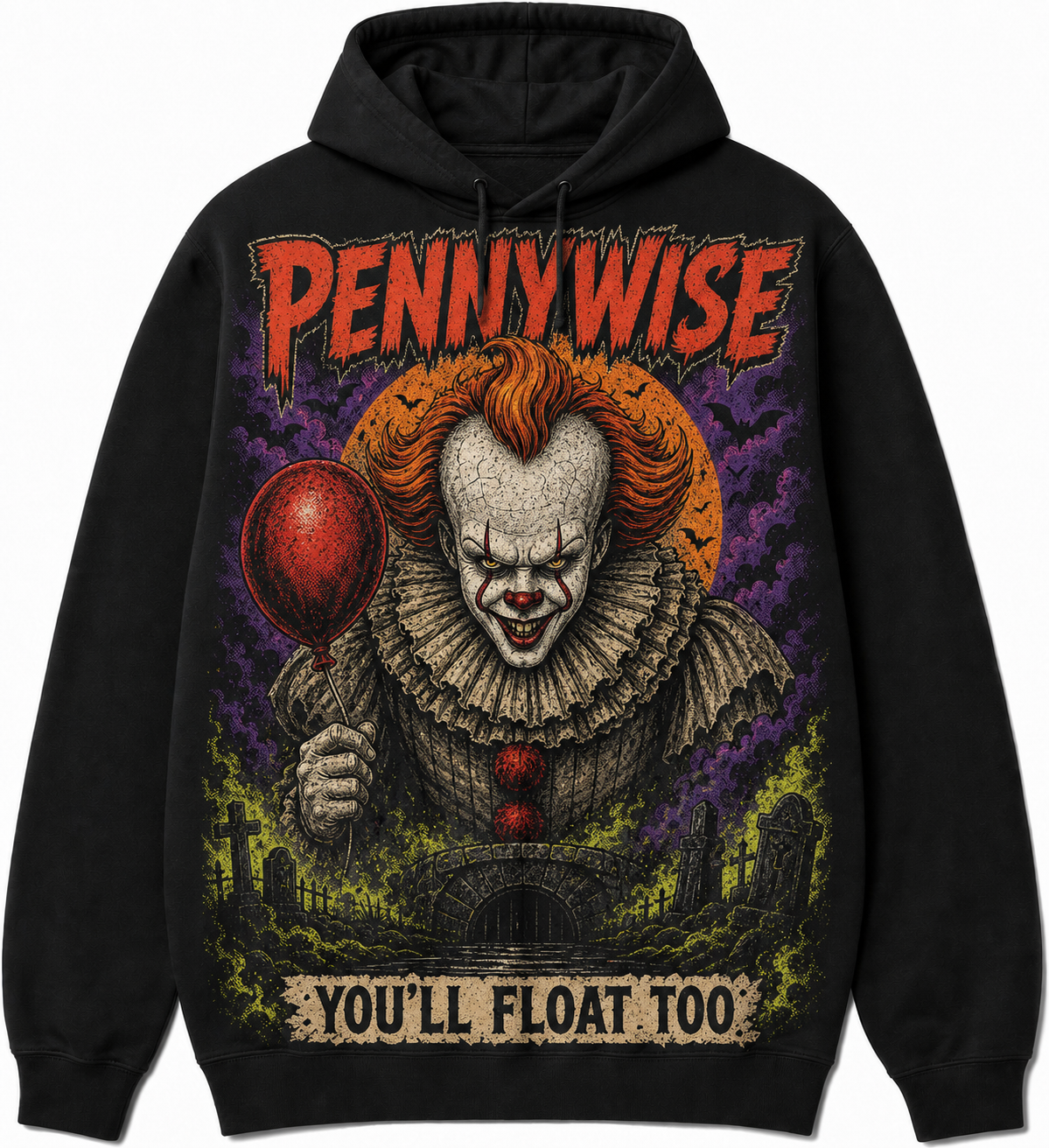 Pennywise Horror Slashers Squad black comic Halloween hoodie