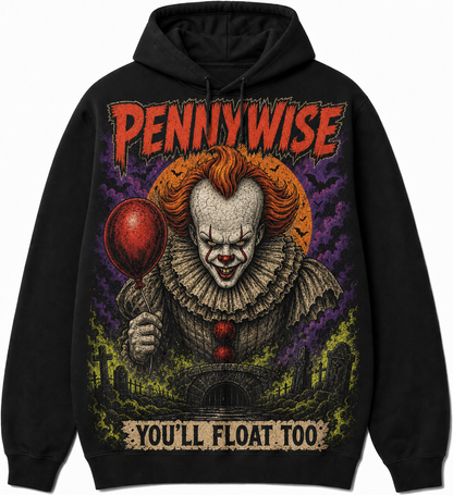 Pennywise Horror Slashers Squad black comic Halloween hoodie