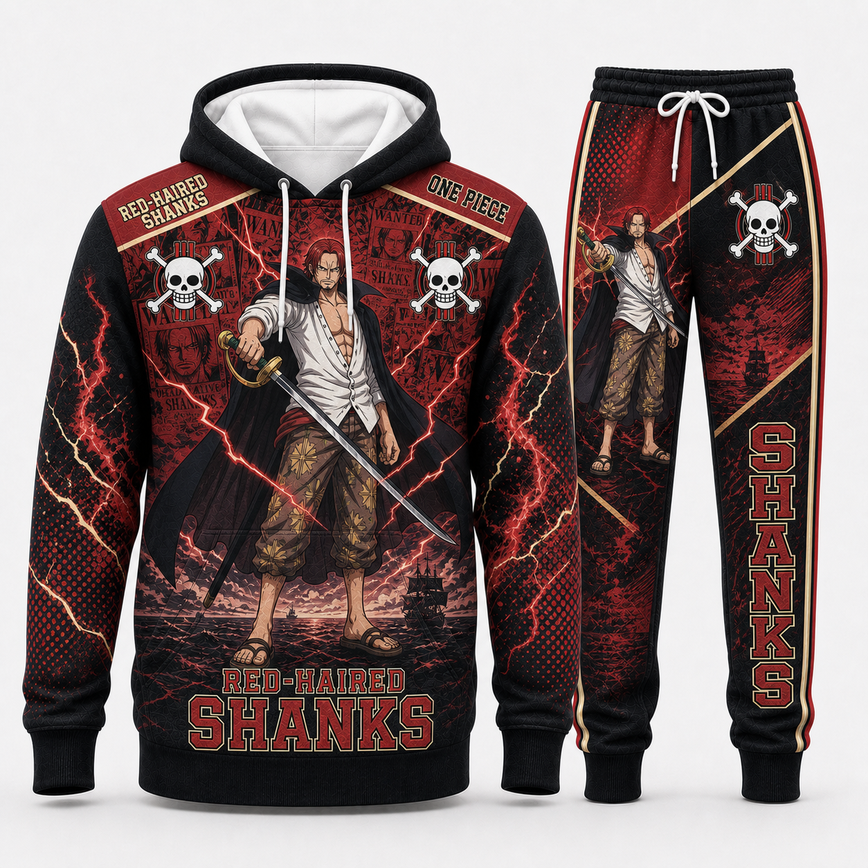 Monkey D. Luffy Hoodie & Sweatpants Tracksuit Set — One Piece Inspired - Custom Fan Apparel Image 6