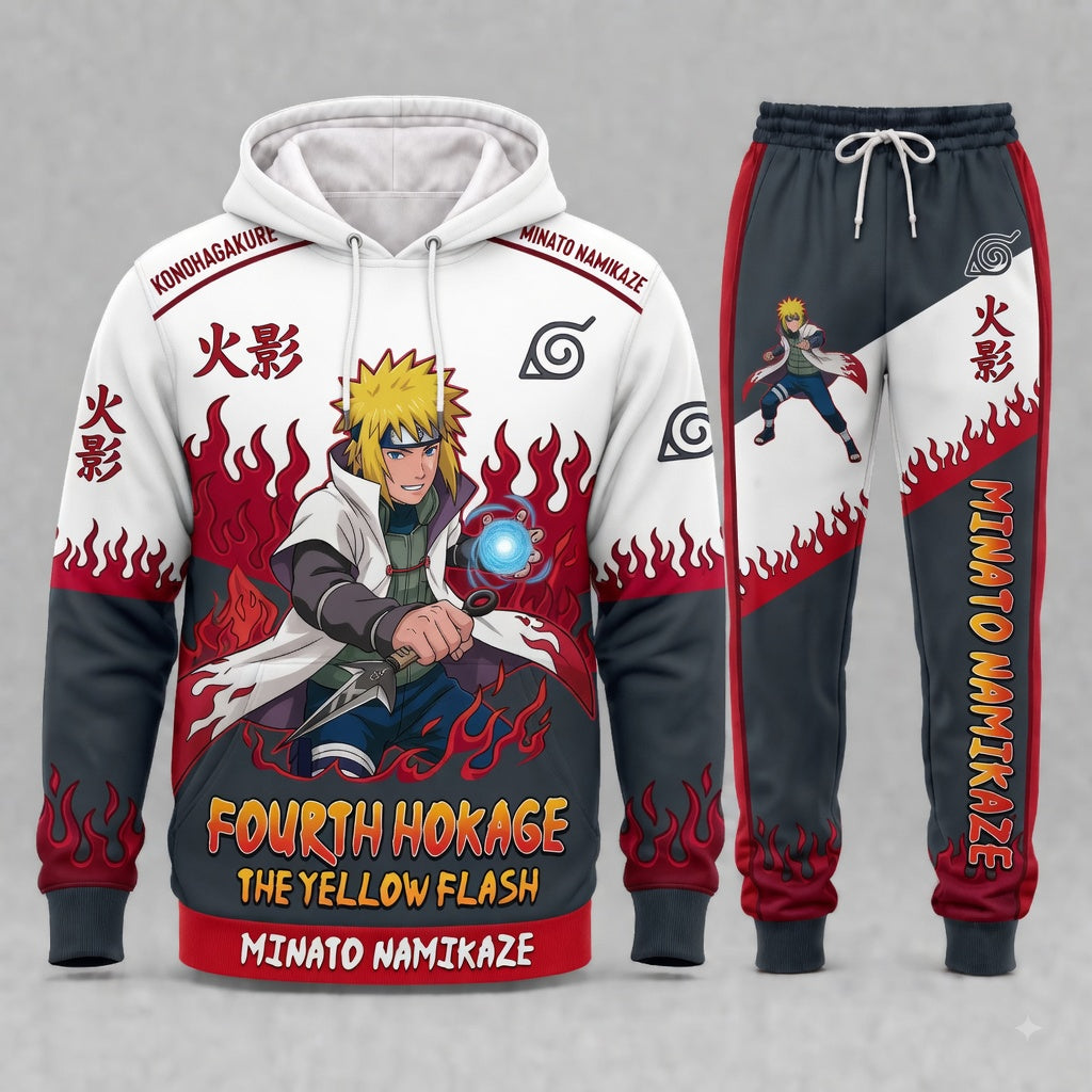 Namikaze Minato Hoodie & Sweatpants Tracksuit Set — Naruto Shippuden Inspired - Custom Fan Apparel Image 3
