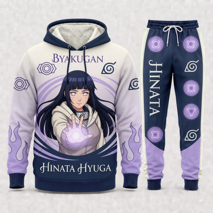 Hyuga Hinata Hoodie & Sweatpants Tracksuit Set — Naruto Shippuden Inspired - Custom Fan Apparel Image 2