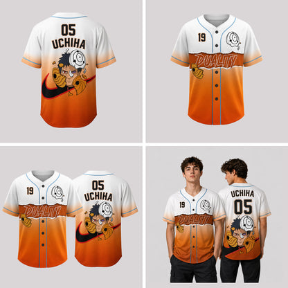 Custom Orange Masked Ninja Baseball Jersey, Personalized Name Number Anime Inspired Shirt