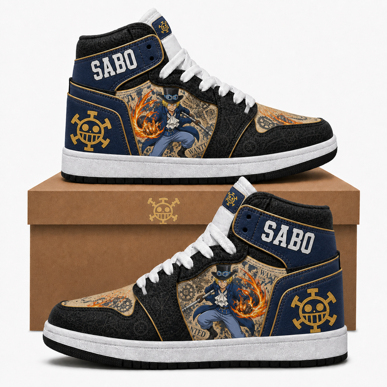 Monster Trio (Luffy, Zoro, Sanji) High Top Sneakers — One Piece Inspired Fan Shoes - Custom Fan Apparel Image 2