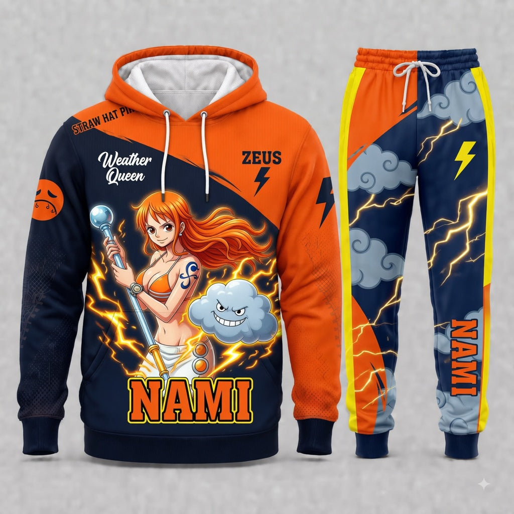 Nami Hoodie & Sweatpants Tracksuit Set — One Piece Inspired - Custom Fan Apparel Image 4