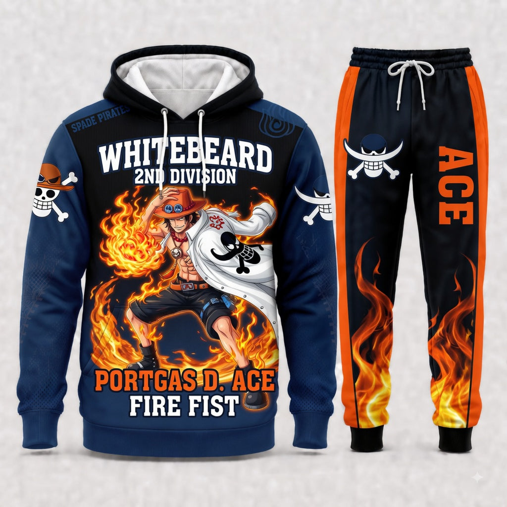 Portgas D. Ace Hoodie & Sweatpants Tracksuit Set — One Piece Inspired - Custom Fan Apparel Image 2