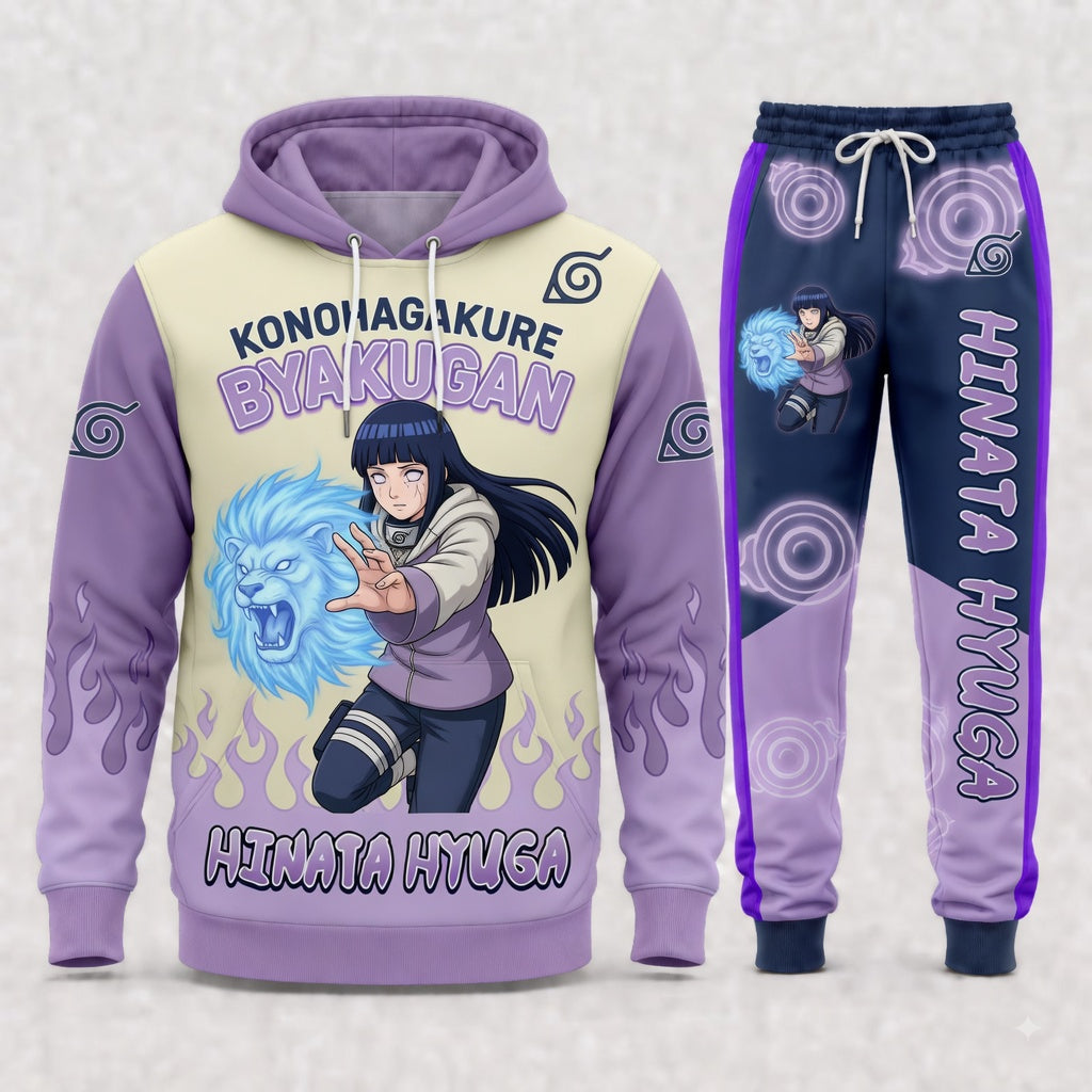 Hyuga Hinata Hoodie & Sweatpants Tracksuit Set — Naruto Shippuden Inspired - Custom Fan Apparel Image 1