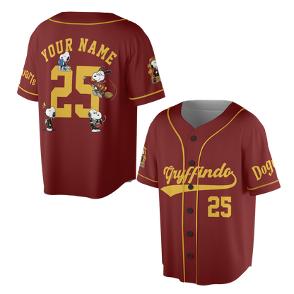 Custom Wizard House Beagle Baseball Jersey, Personalized Magic School Dog Team Shirt