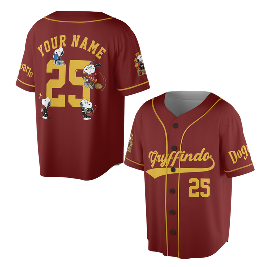 Custom Wizard House Beagle Baseball Jersey, Personalized Magic School Dog Team Shirt