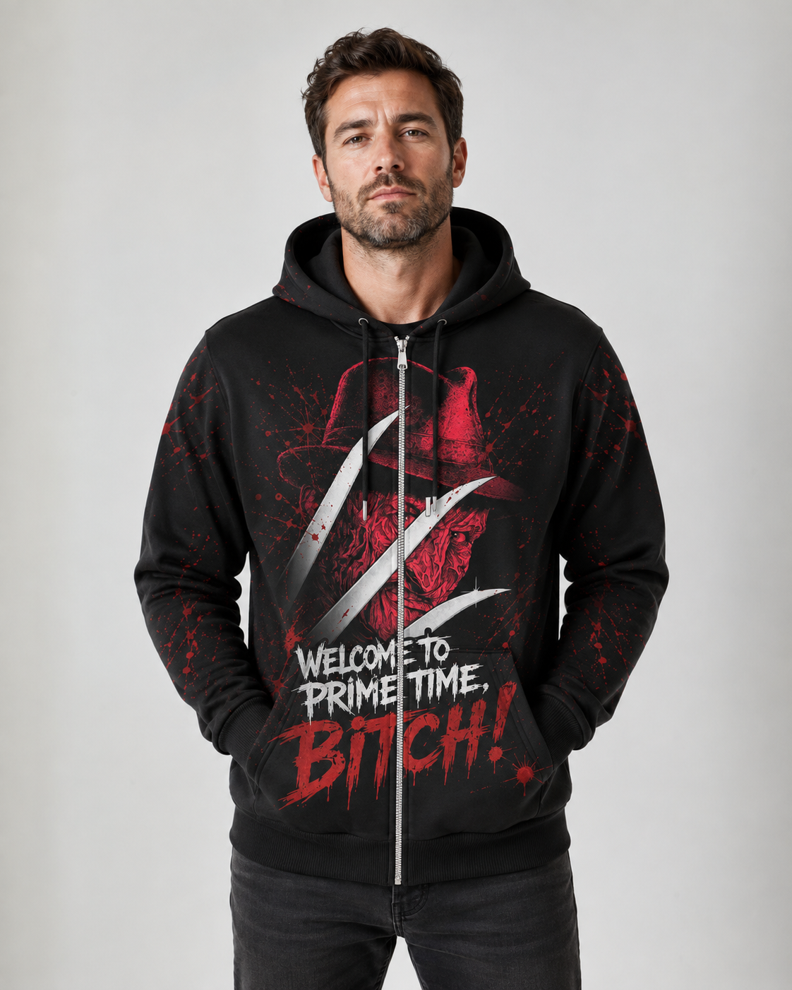 Nightmare Slasher Horror Shirt — Prime Time Scary Movie T-Shirt — Sweatshirt — Hoodie & Zip Hoodie — - Custom Fan Apparel Image 7