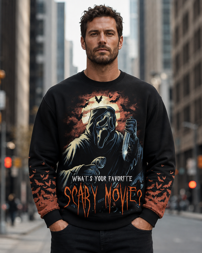 Halloween Ghost Mask Horror Shirt — Scary Movie Graphic T-Shirt — Sweatshirt — Hoodie & Zip Hoodie — - Custom Fan Apparel Image 6