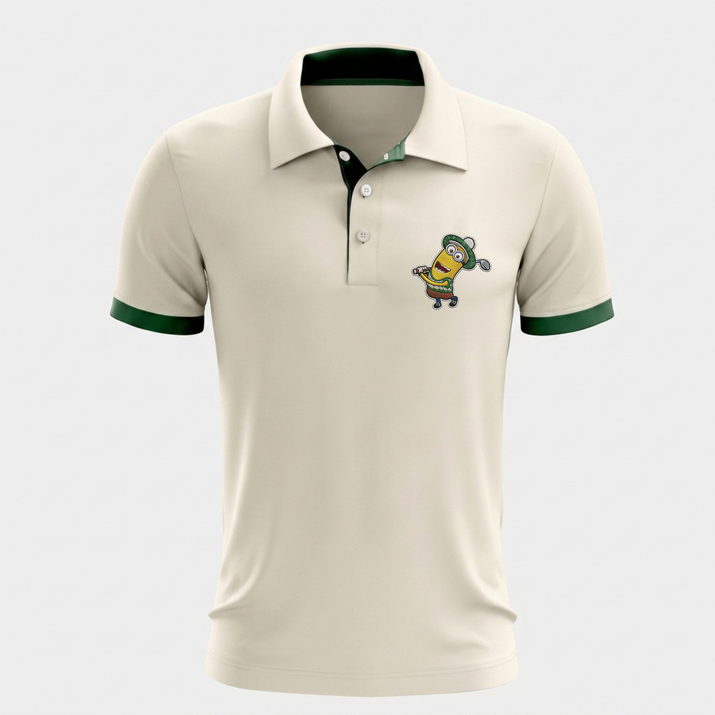 Custom Name Number Polo Shirt, Personalized Men’s Jersey Polo, Cream Green Casual Golf Shirt, Birthday Team Gift