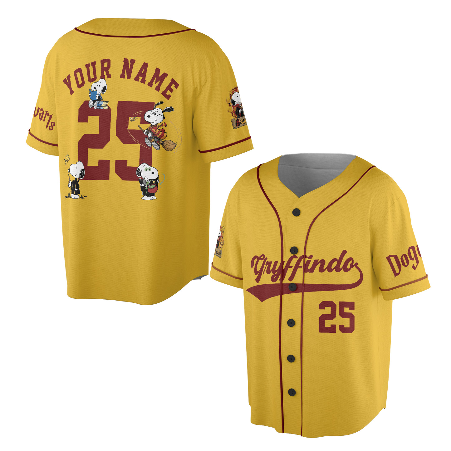 Custom Wizard House Beagle Baseball Jersey, Personalized Magic School Dog Team Shirt