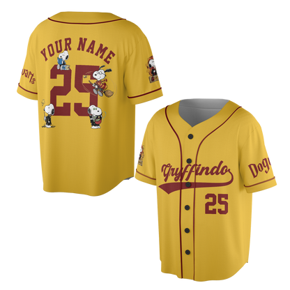 Custom Wizard House Beagle Baseball Jersey, Personalized Magic School Dog Team Shirt