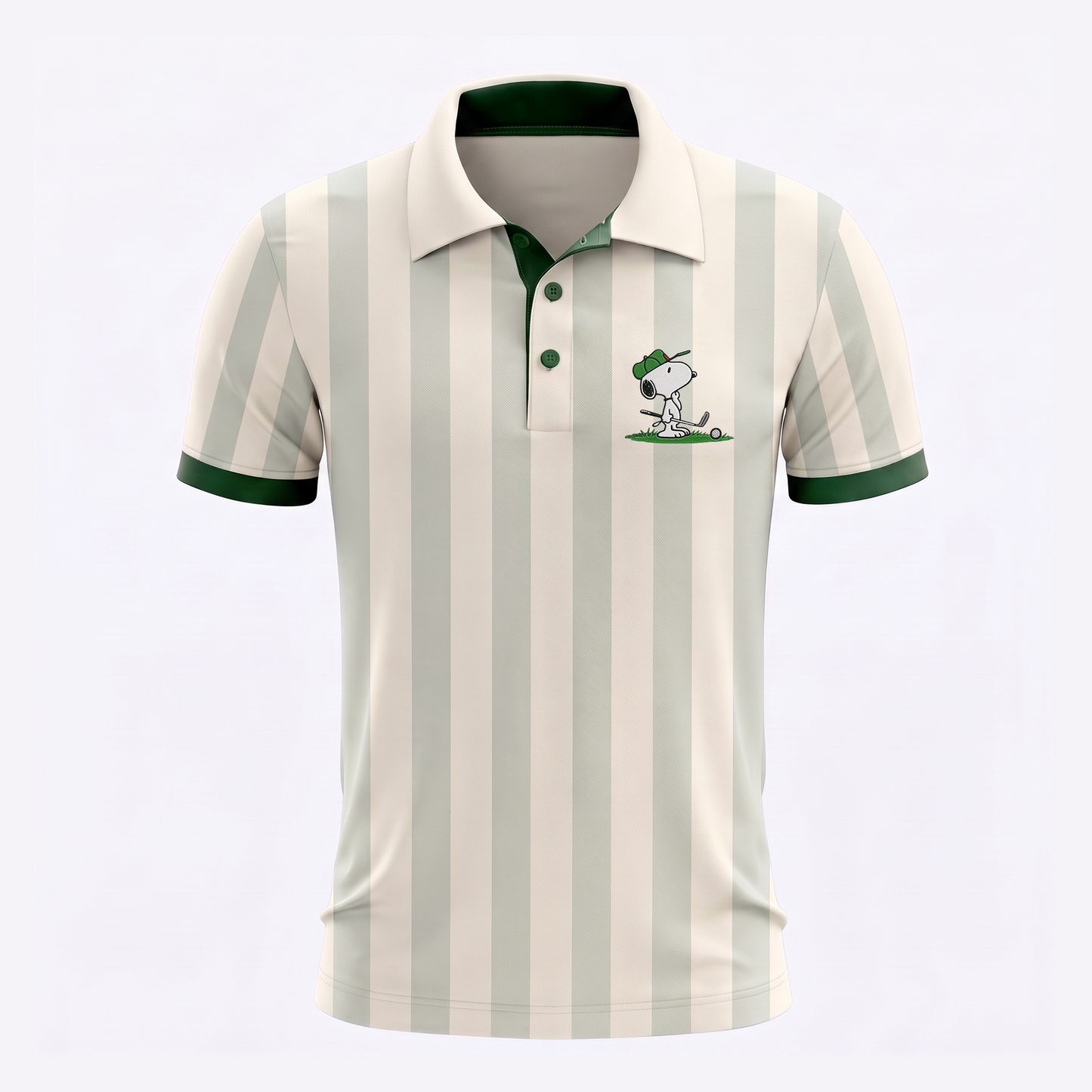 Custom Name Number Polo Shirt, Personalized Men’s Jersey Polo, Cream Green Casual Golf Shirt, Birthday Team Gift