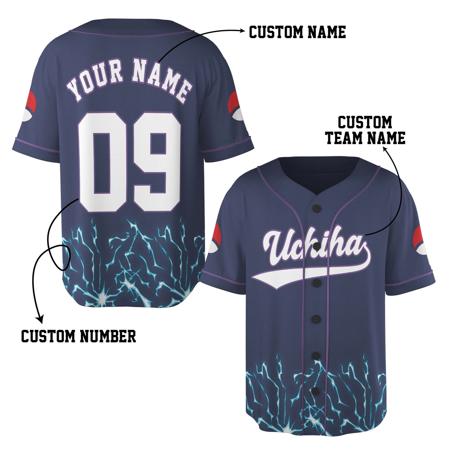 Custom Sage Green Navy Authentic Baseball Jersey, Ninja Anime Inspired Button Up Sports Jersey, Manga Fan Gift