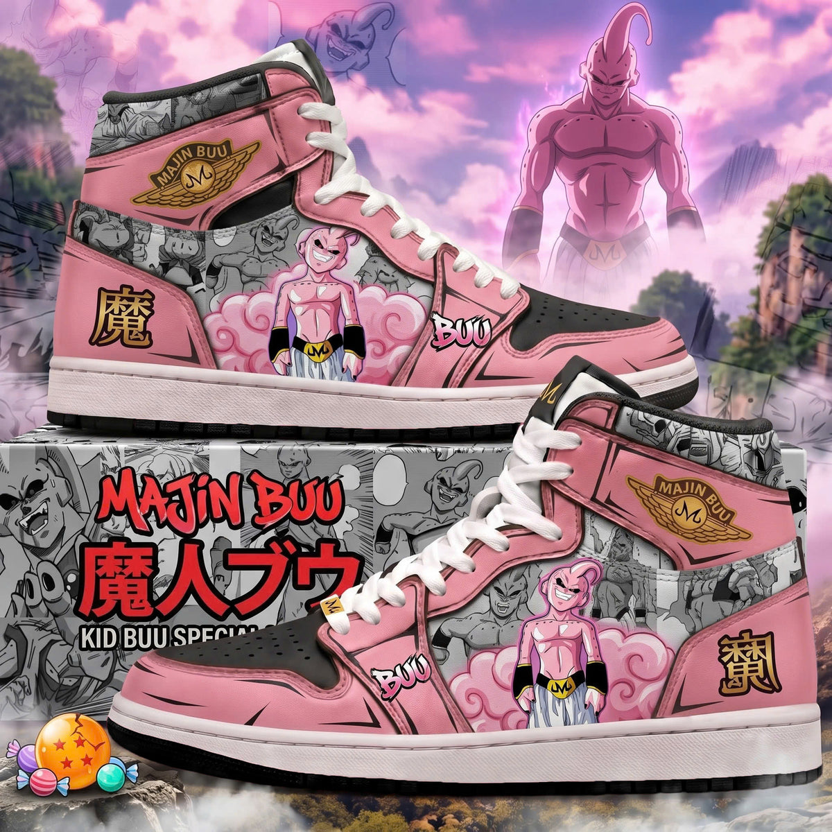 Limited Edition Majin Buu Fan Shoes — Anime High Top Sneaker Gift