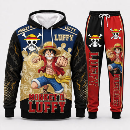 Monkey D. Luffy Hoodie & Sweatpants Tracksuit Set — One Piece Inspired - Custom Fan Apparel Image 8