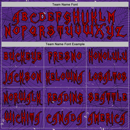 Custom Purple Red-Black 3D Halloween Spider Net Horror Night Trick Treat Party Costume Ideas Sports Pullover Sweatshirt Hoodie