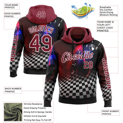 Custom Black Crimson-White 3D Pattern Design Formula Auto Car Racing Motorsport Sports Pullover Sweatshirt Hoodie