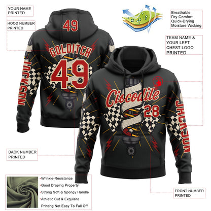Custom White Fire Red City Cream-Yellow 3D Pattern Design Formula Auto Car Racing Motorsport Sports Pullover Sweatshirt Hoodie