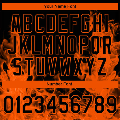 Custom Stitched Black Orange 3D Pattern Design Flame Sports Pullover Sweatshirt Hoodie