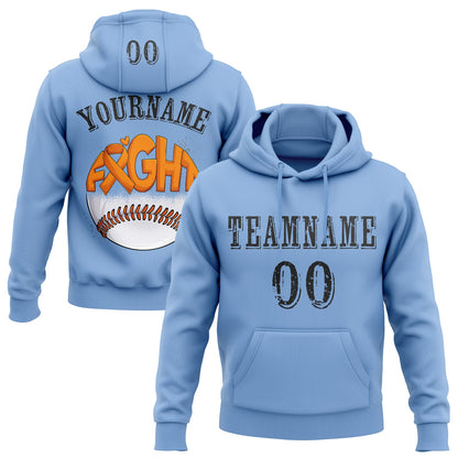 Custom Light Blue Black 3D Kidney Cancer World Cancer Day Ribbon Support Sports Pullover Sweatshirt Hoodie