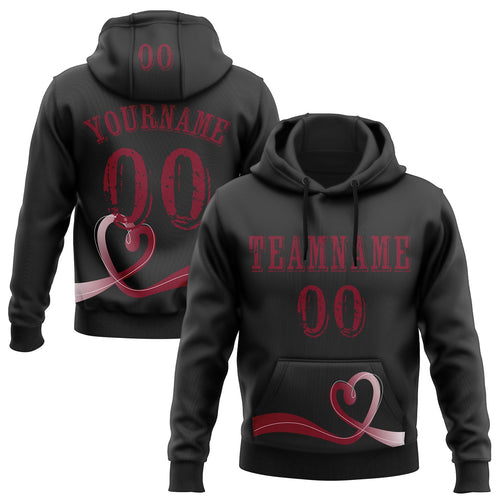 Custom Black Crimson 3D Head And Neck Cancer World Cancer Day Ribbon Support Sports Pullover Sweatshirt Hoodie