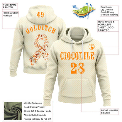 Custom Cream Bay Orange 3D Kidney Cancer World Cancer Day Ribbon Support Sports Pullover Sweatshirt Hoodie