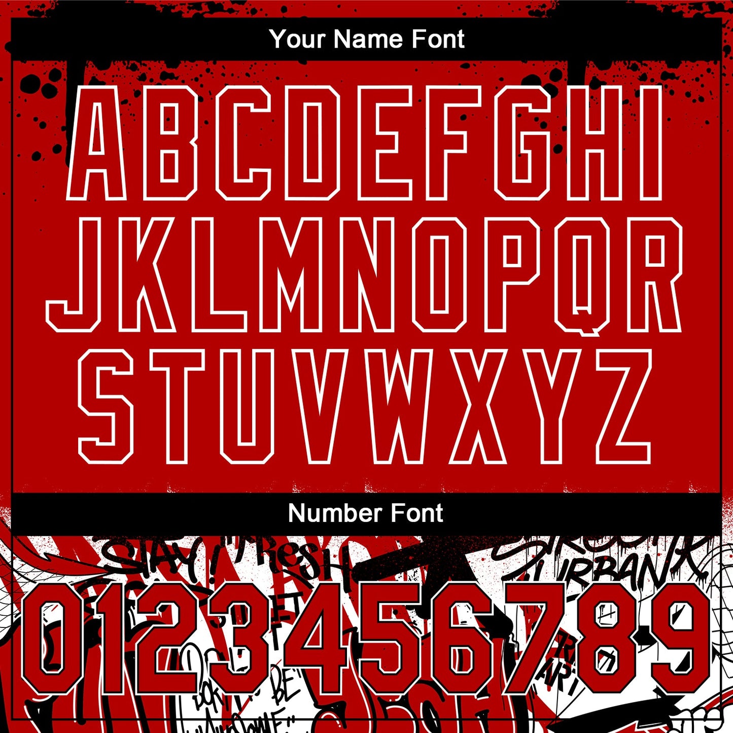 Custom Stitched Red Black-White 3D Graffiti Splash Street Art Sports Pullover Sweatshirt Hoodie