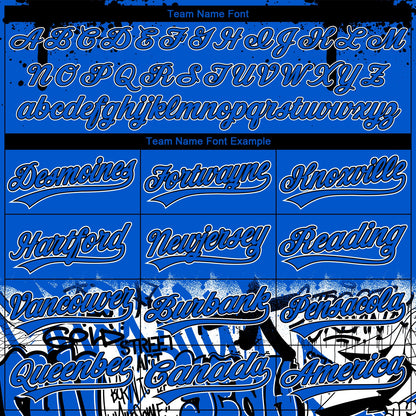 Custom Stitched Thunder Blue Black-White 3D Graffiti Splash Street Art Sports Pullover Sweatshirt Hoodie