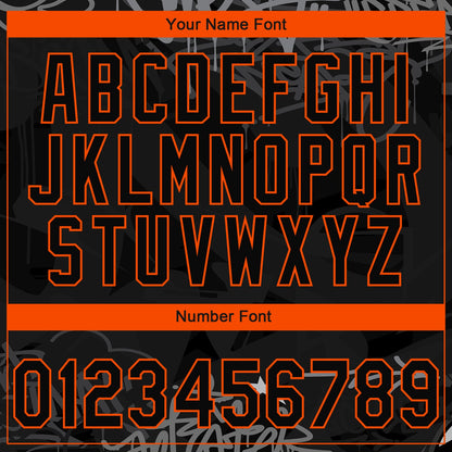 Custom Stitched Black Gray-Orange 3D Graffiti Splash Street Art Sports Pullover Sweatshirt Hoodie