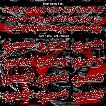 Custom Stitched Black Red Gray-White 3D Pattern Design Animal Snake Sports Pullover Sweatshirt Hoodie