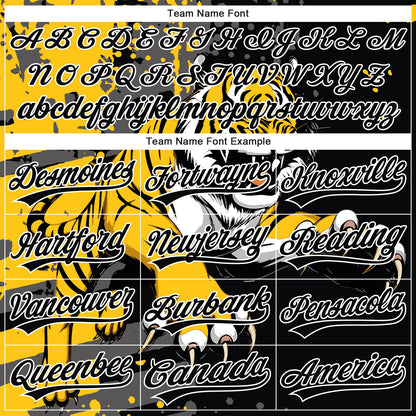Custom Stitched Black Yellow Gray-White 3D Pattern Design Animal Tiger Sports Pullover Sweatshirt Hoodie