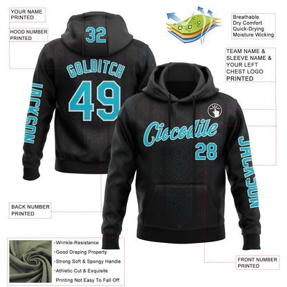 Custom Black Lakes Blue-White 3D Pattern Design Ethnic Tribal Sportswear Pullover Sweatshirt Hoodie