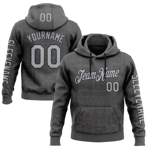 Custom Gray Black 3D Pattern Design Ethnic Tribal Sportswear Pullover Sweatshirt Hoodie