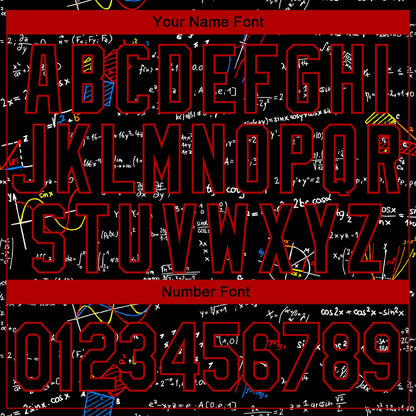 Custom Stitched Black Black Red-White 3D Pattern Design Math Sports Pullover Sweatshirt Hoodie