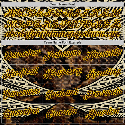 Custom Stitched Black Brown Cream-Yellow 3D Pattern Design Snake Skin Print Sportswear Pullover Sweatshirt Hoodie